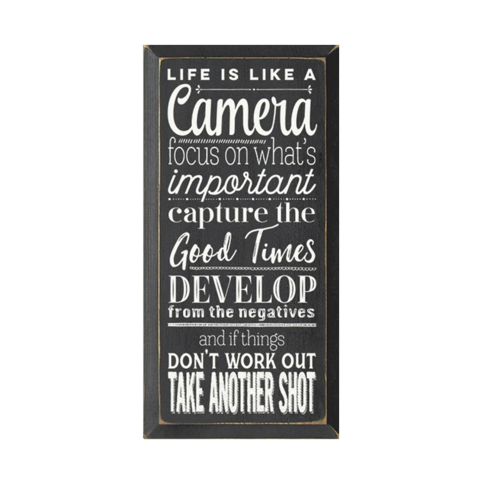 Life is Like a Camera Wood Sign - 9"x18" | Dorm Decor | Quote Sign | Festive Fit Home