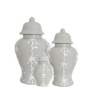 Bow Stripe Ginger Jars in Light Gray | Preppy Dorm Decor | Accessories
