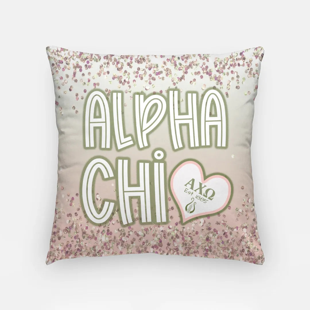 Alpha Chi Omega 18" Throw Pillow Cover - Glitter | Custom AXO Gifts