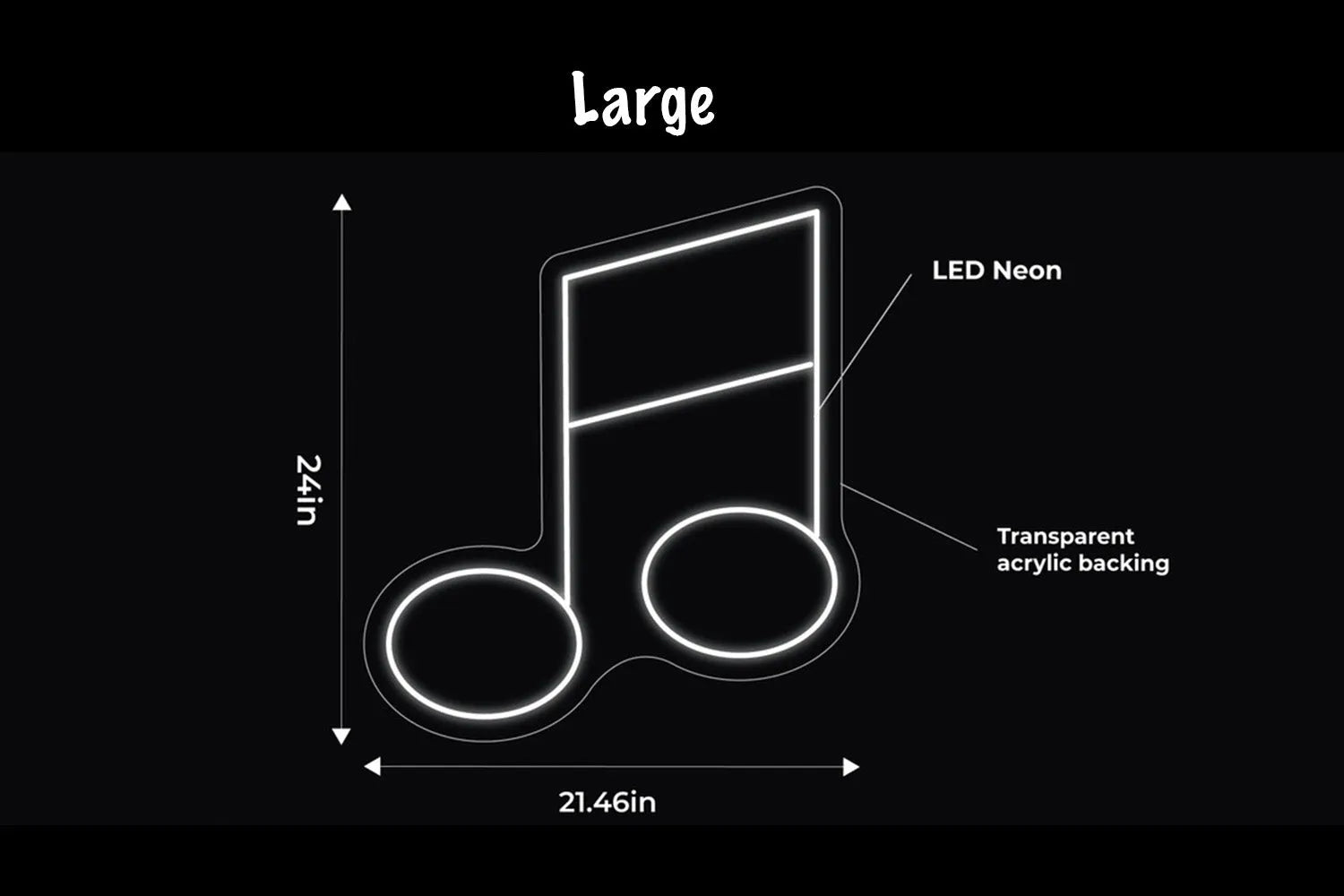 Music Note LED Neon Sign w/ Dimmer Neon Signs