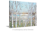 Giclee Art Print Landscape Painting "Just Breathe" Birch Trees | Coastal Large Format Wall Art -  Campus Greek Fit