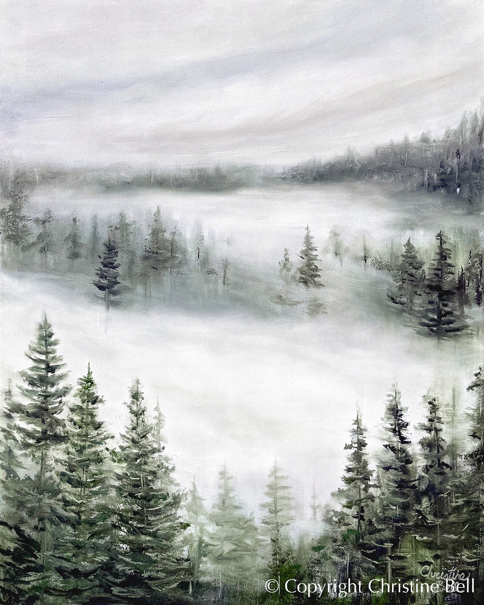 Nature Misty Forest Landscape Painting "GICLÉE PRINT | Canvas