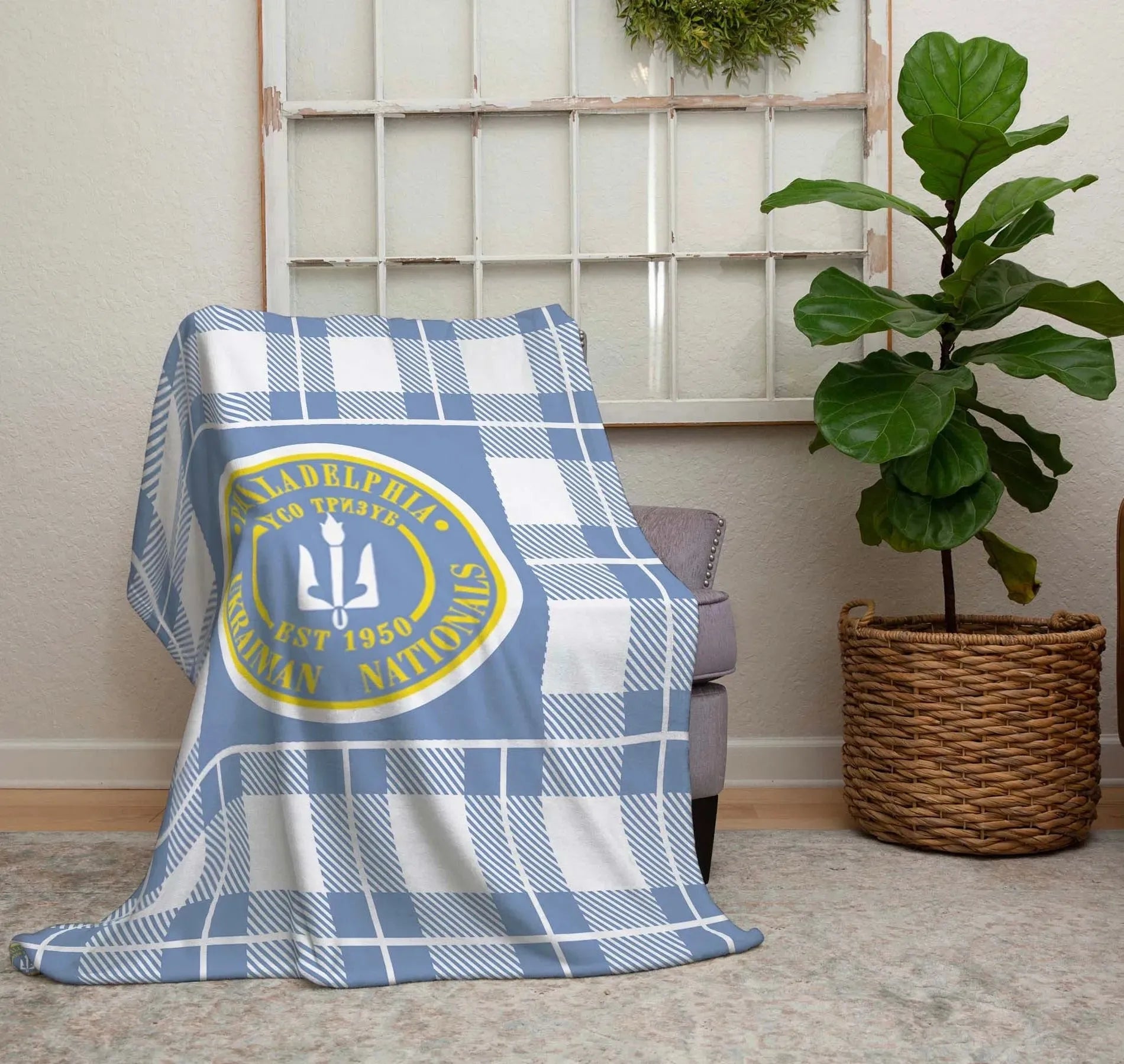 Philadelphia Ukrainian Nationals Sherpa Blanket - Plaid 60"x80" Throw Blankets