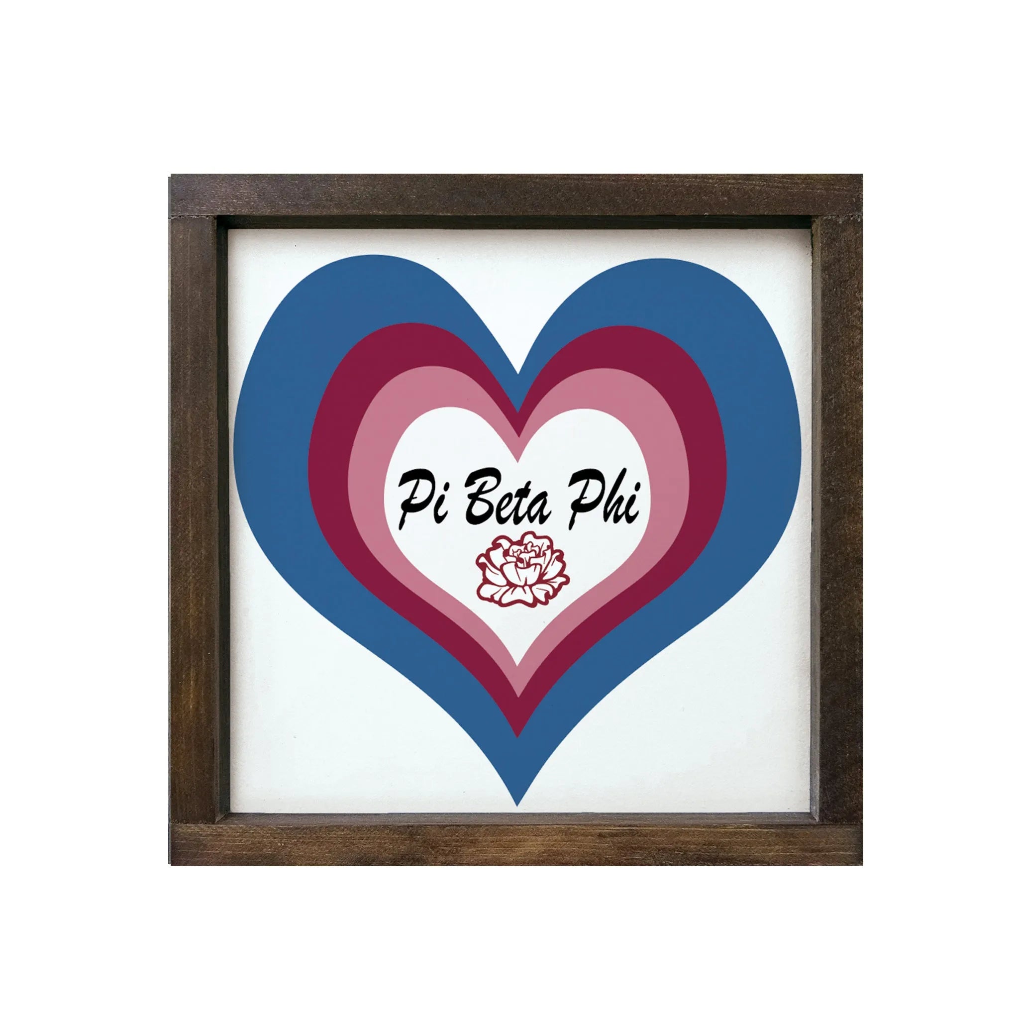 Pi Beta Phi Art Layered Heart Wood Sign 12"x12" | Pi Beta Phi Gifts