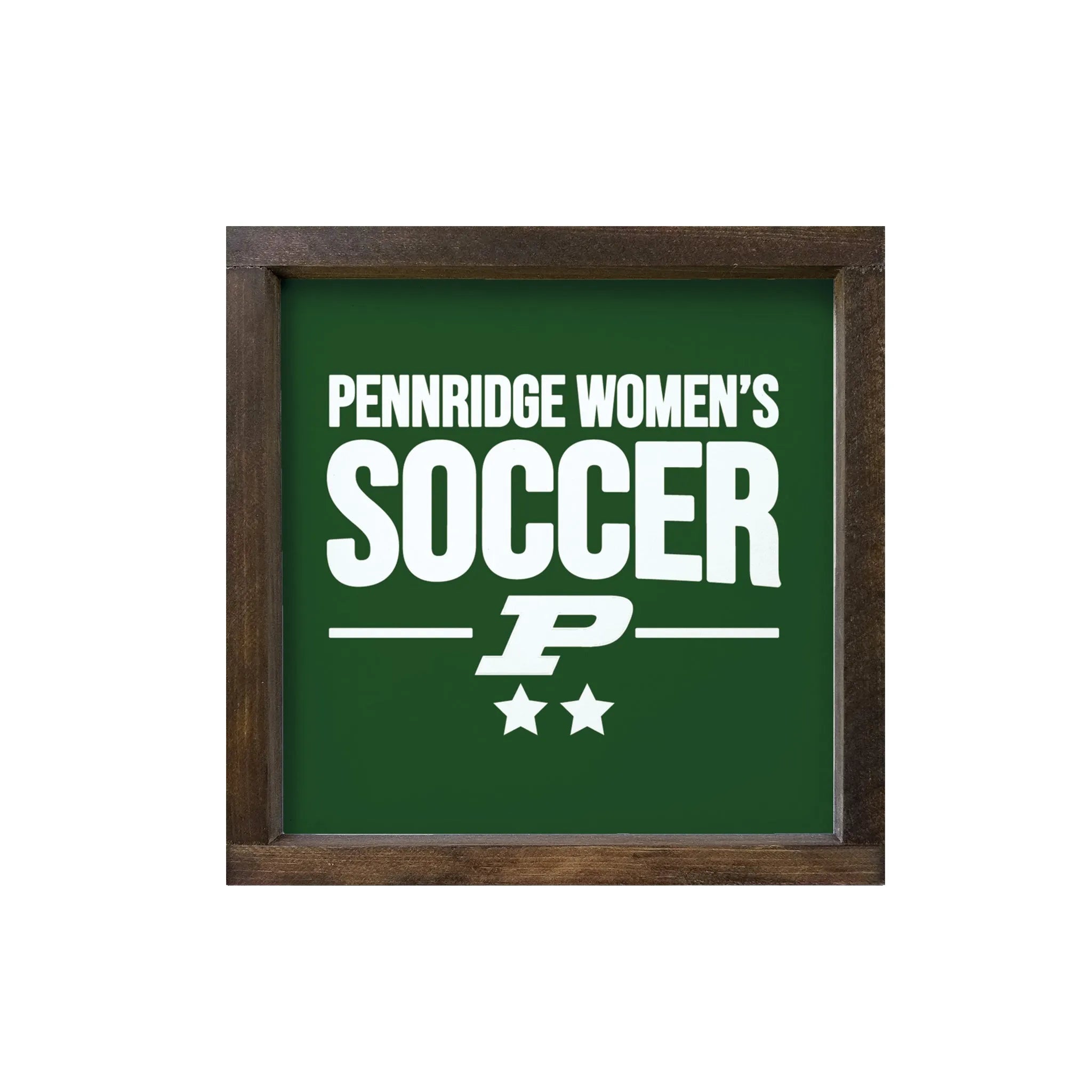 Pennridge Women's Soccer 12x12 Traditional Wood Framed Sign Green Walnut Stain Wall Art & Signs