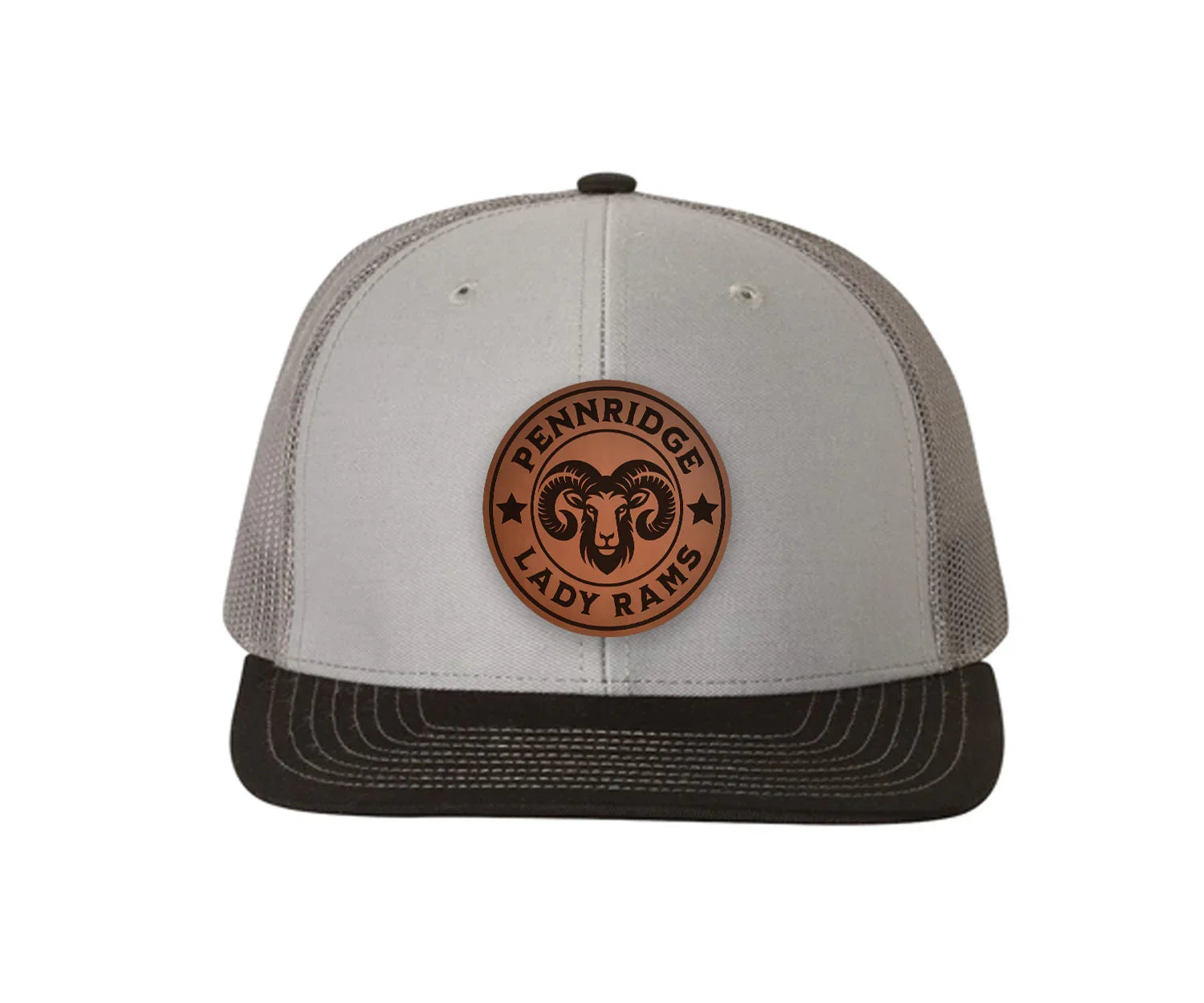 Pennridge Lady Rams Richardson 112 Leatherette Patch Trucker Hat Gray Charcoal Black Trucker Hat