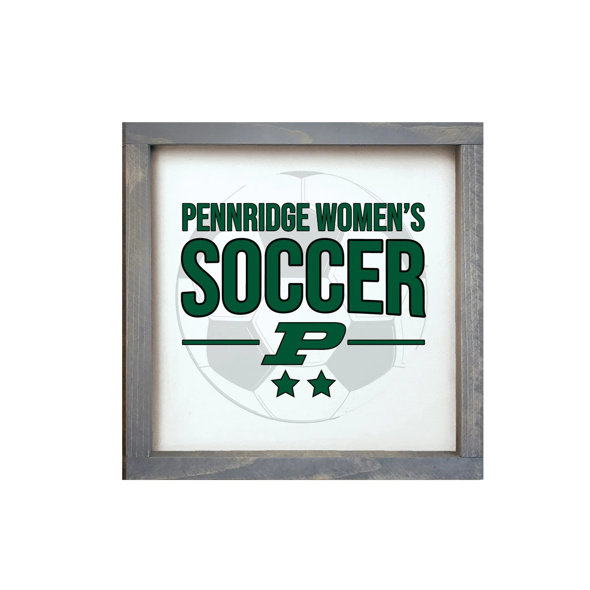 Pennridge Women's Soccer 12x12 Wood Framed Sign - Soccer Ball Weathered Gray Wall Art & Signs