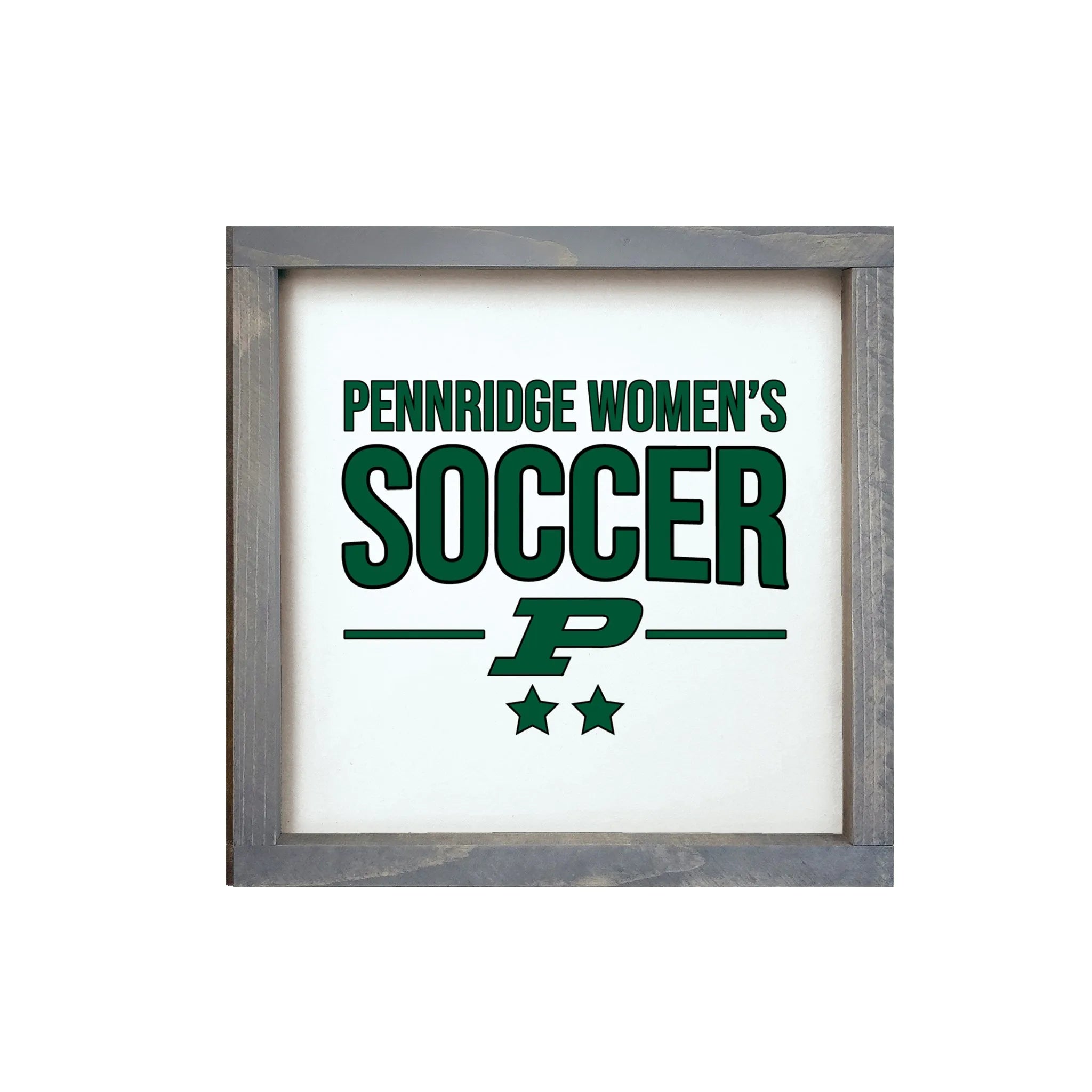 Pennridge Women's Soccer 12x12 Traditional Wood Framed Sign White Weathered Gray Wall Art & Signs