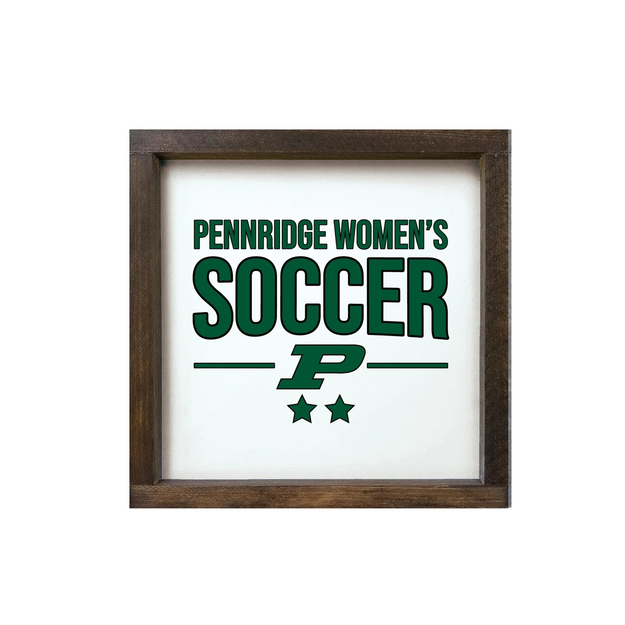 Pennridge Women's Soccer 12x12 Traditional Wood Framed Sign White Walnut Stain Wall Art & Signs