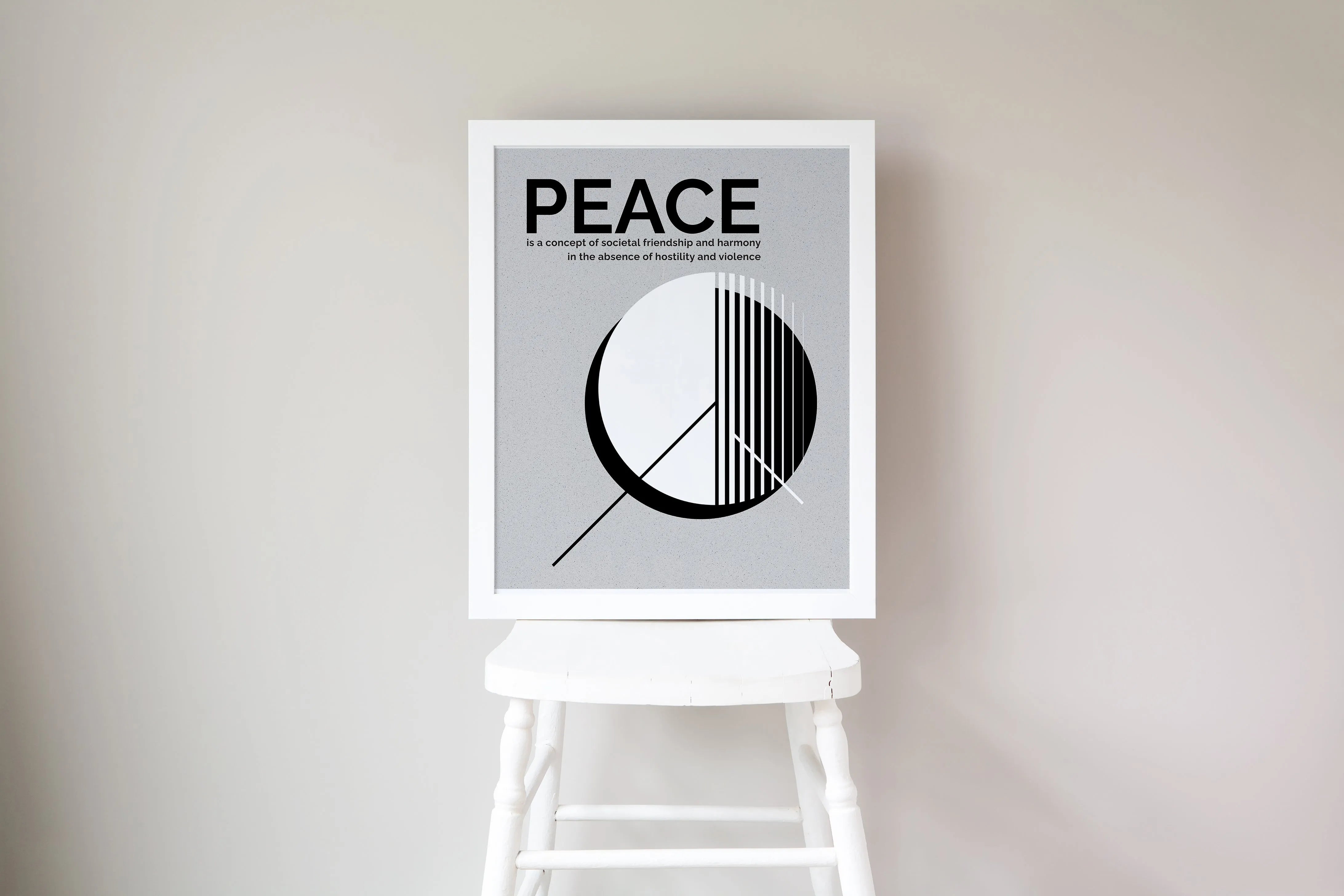 Modern Peace Definition Poster - 16"x20" | Black and White Dorm Decor | Festive Fit Home