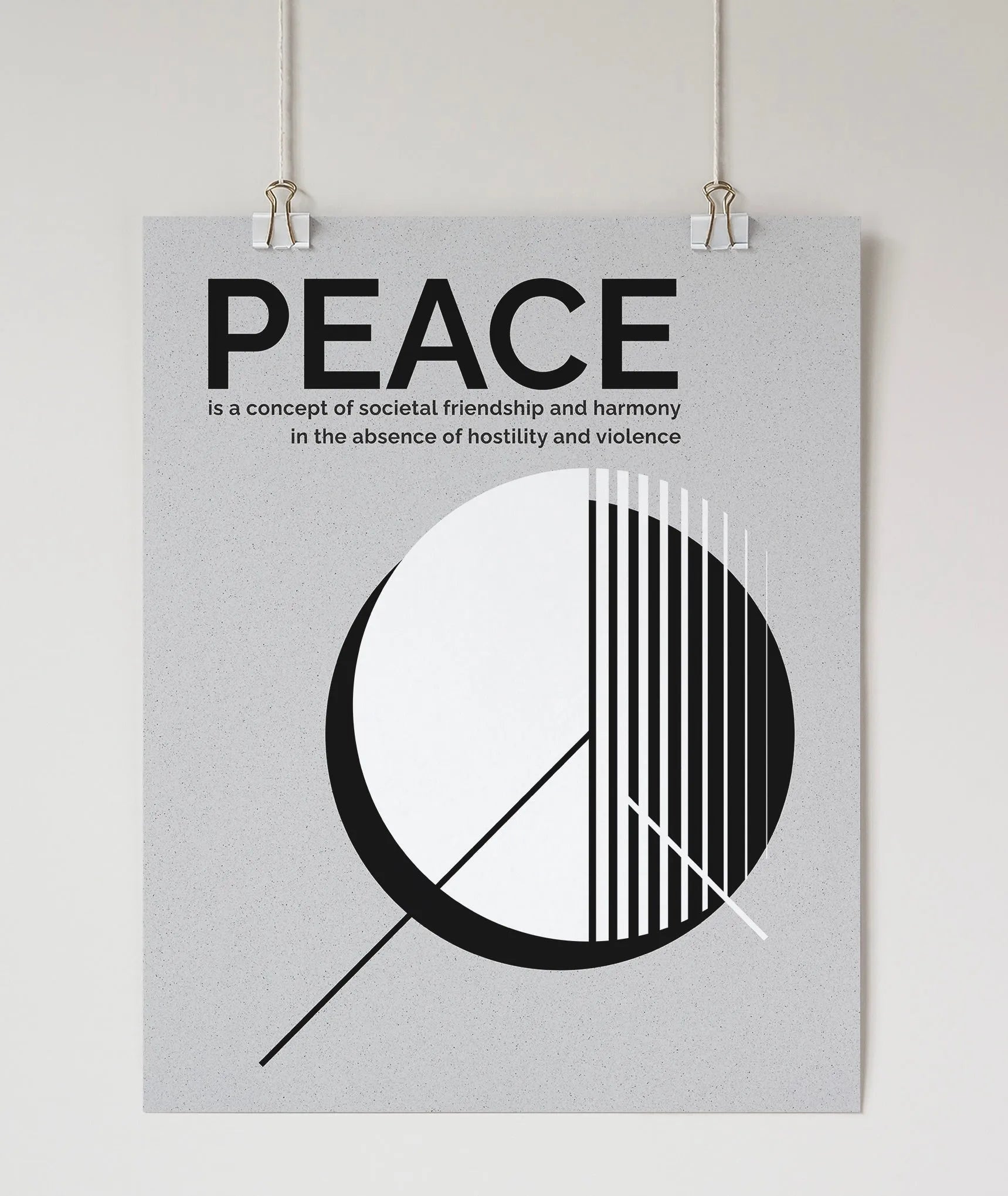 Modern Peace Definition Poster - 16"x20" | Black and White Dorm Decor | Festive Fit Home