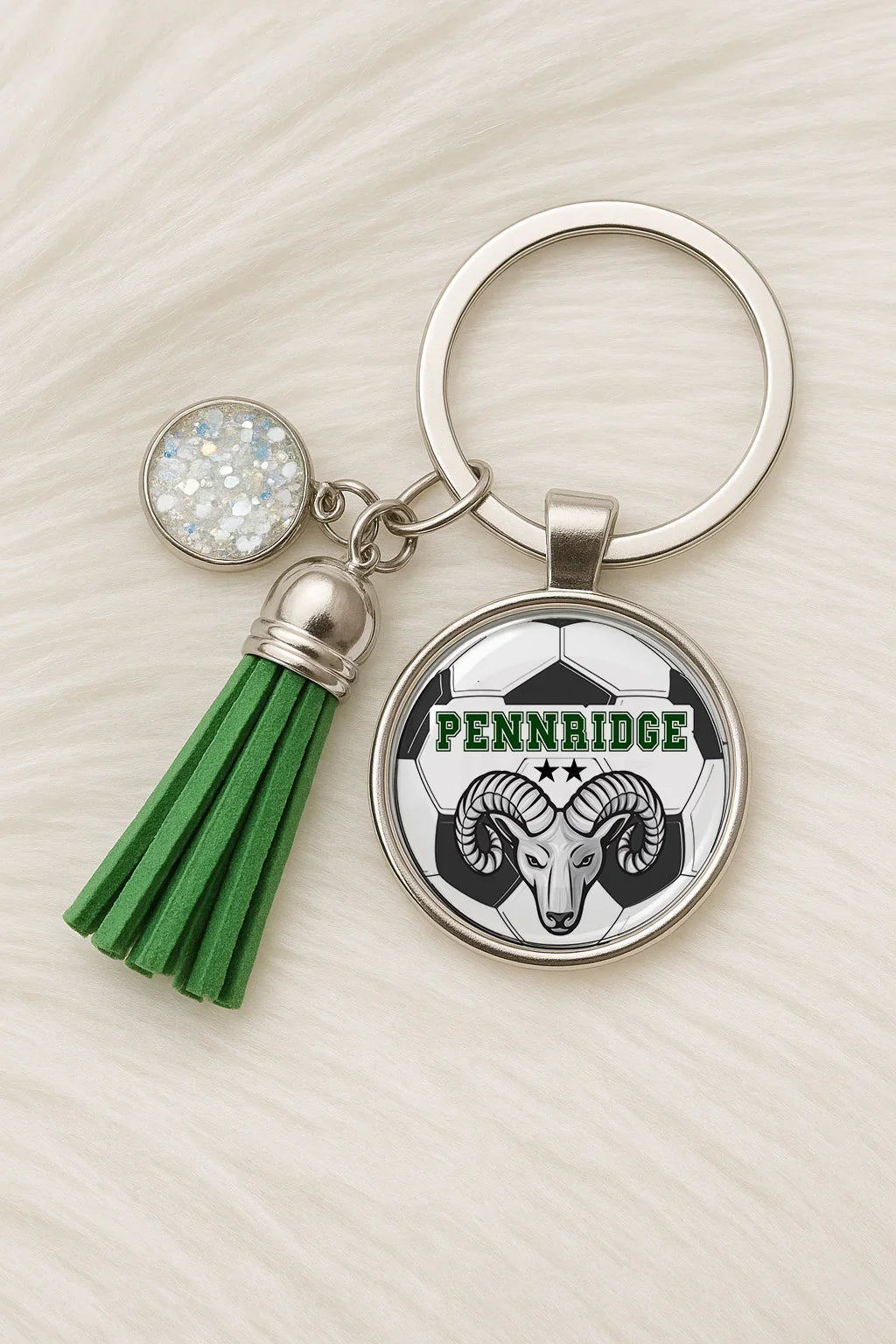 Pennridge Lady Rams Soccer Ball Keychain Drinkware