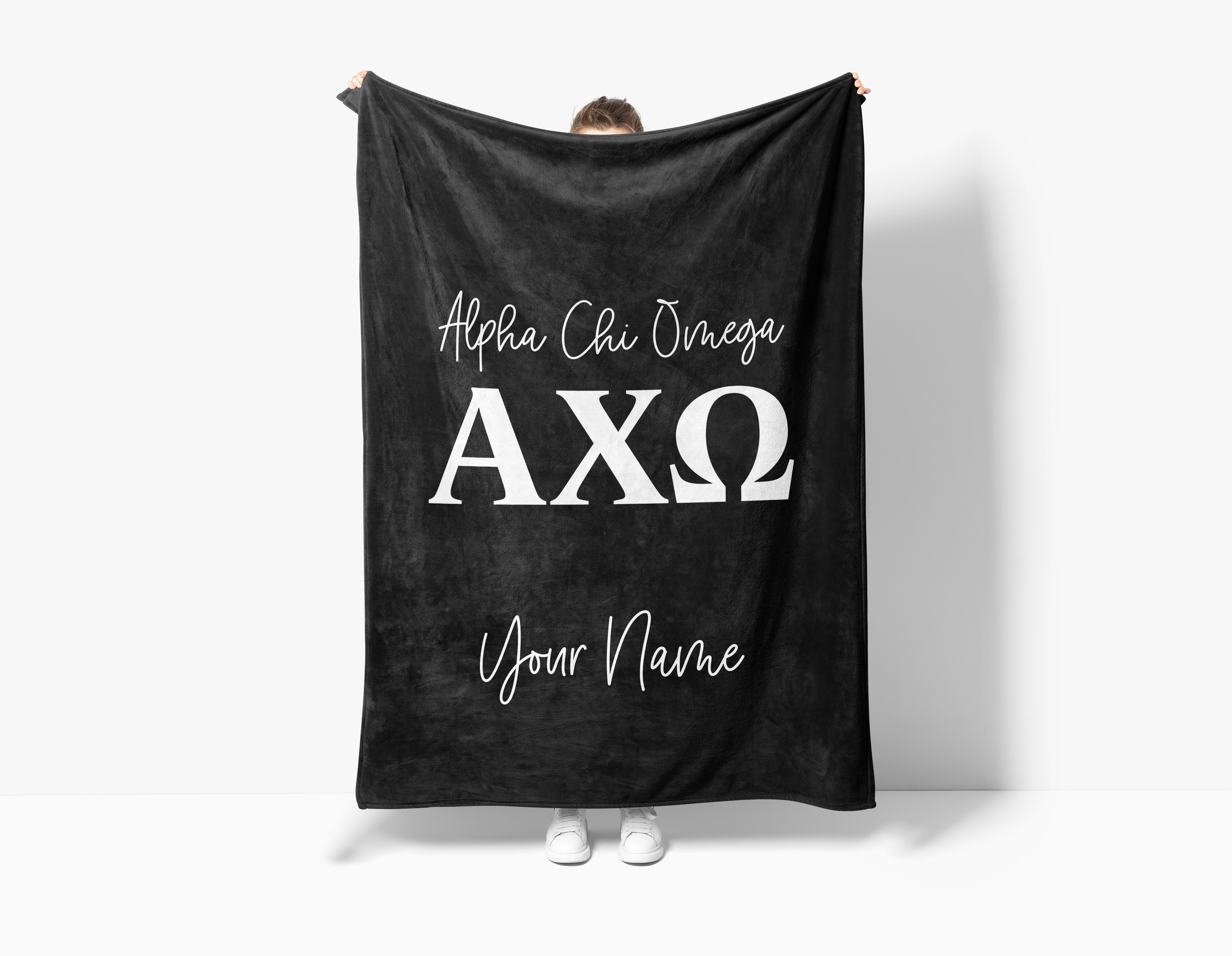 Personalized Alpha Chi Omega XL 60x80 Sherpa Blanket | AXO Gifts