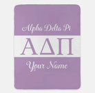 Personalized Alpha Delta Pi XL 60x80 Sherpa Throw Blanket - Greek Letters Violet Throw Blankets