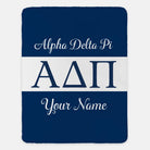 Personalized Alpha Delta Pi XL 60x80 Sherpa Throw Blanket Greek Letters Midnight