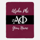 Personalized Alpha Phi Sherpa Blanket - Stripe 60"x80" Bordeaux Throw Blankets