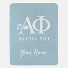 Personalized Alpha Phi XL 60x80 Sherpa Blanket Blue Throw Blankets