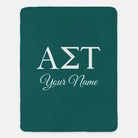 Personalized Alpha Sigma Tau XL 60x80 Sherpa Throw Blanket Gree Throw Blankets