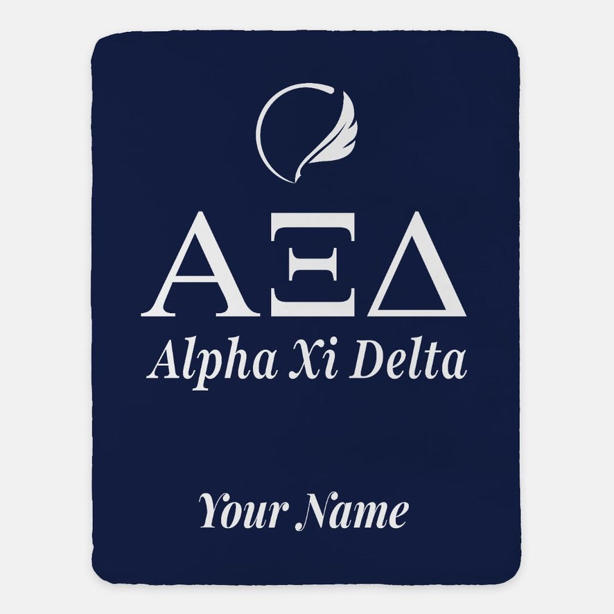 Personalized Alpha Xi Delta Sherpa Throw Blanket