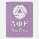 Personalized Delta Phi Epsilon XL 60x80 Sherpa Throw Blanket Light Purple Throw Blankets