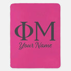 Personalized Phi Mu XL 60x80 Sherpa Throw Blanket Pink Charcoal Throw Blankets