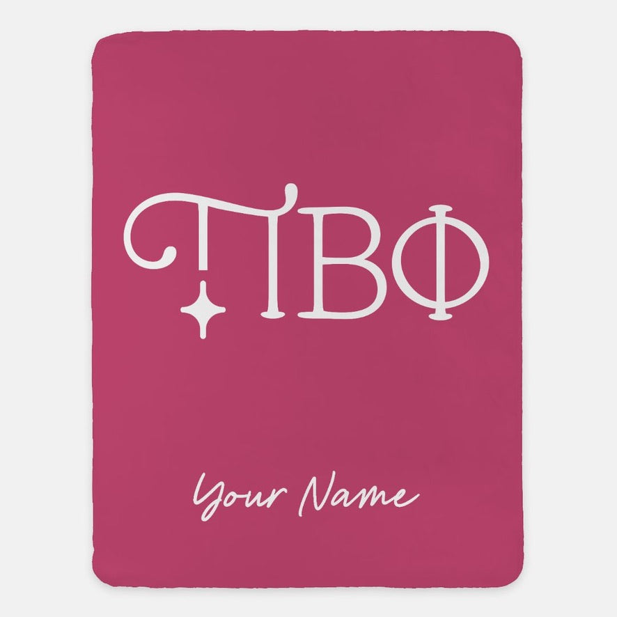 Personalized Pi Beta Phi XL 60x80 Sherpa Throw Blanket Greek Letters Berry