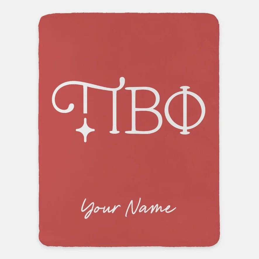 Personalized Pi Beta Phi XL 60x80 Sherpa Throw Blanket Greek Letters Coral