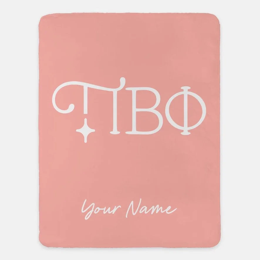 Personalized Pi Beta Phi XL 60x80 Sherpa Throw Blanket Greek Letters Mid Pink