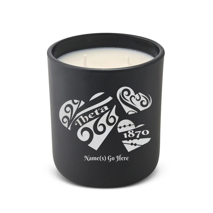 Personalized Theta Laser Engraved Glow Candle 12 oz. - Hearts