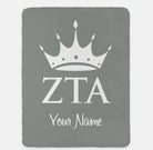 Personalized Zeta Tau Alpha XL 60x80 Sherpa Throw Blanket Gray Throw Blankets