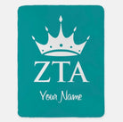 Personalized Zeta Tau Alpha XL 60x80 Sherpa Throw Blanket Turquoise Throw Blankets
