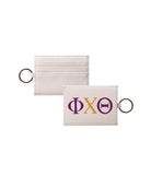 Phi Chi Theta Vegan Saffiano Leather Keychain Card Holder - Greek Letters Purple - Gold Travel Wallet