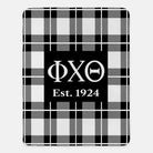 Phi Chi Theta XL 60x80 Sherpa Blanket - Black Plaid Throw Blankets