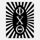Phi Chi Theta XL 60x80 Sherpa Blanket - Black Starburst Throw Blankets