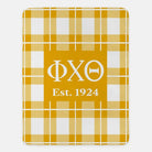 Phi Chi Theta XL 60x80 Sherpa Blanket - Gold Plaid Throw Blankets