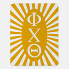 Phi Chi Theta XL 60x80 Sherpa Blanket - Gold Starburst Throw Blankets