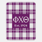 Phi Chi Theta XL 60x80 Sherpa Blanket - Purple Plaid Throw Blankets