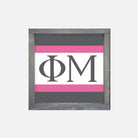 Phi Mu 12x12 Wood Framed Sign - Greek Letters & Stripes Weathered Gray Wall Art & Signs