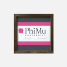 Phi Mu 12x12 Wood Framed Sign - Traditional Stripes Walnut Stain Wall Art & Signs