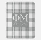 Phi Mu Plaid XL 60x80 Sherpa Throw Blanket Light Gray