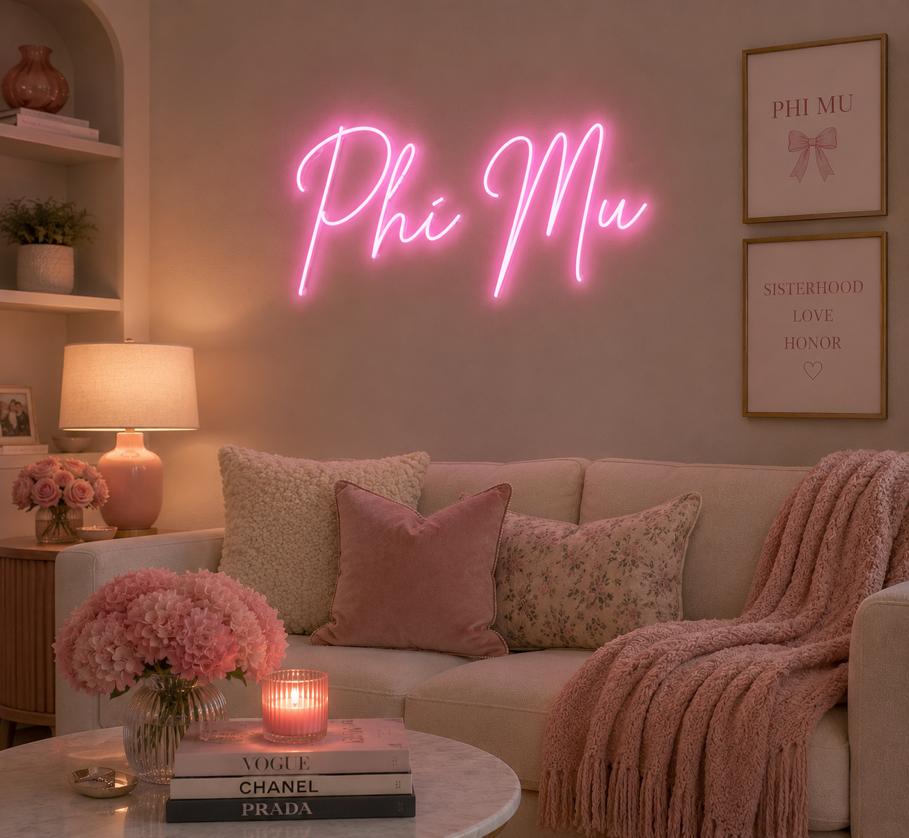 Phi Mu LED Neon Sign with Dimmer | Greek Letters