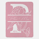 Phi Mu XL 60x80 Sherpa Throw Blanket - Carnation Monogram Blush