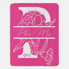 Phi Mu XL 60x80 Sherpa Throw Blanket - Carnation Monogram Carnation Pink