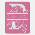 Phi Mu XL 60x80 Sherpa Throw Blanket - Carnation Monogram Magnolia