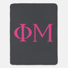 Phi Mu XL 60x80 Sherpa Throw Blanket Charcoal Pink