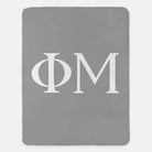 Phi Mu XL 60x80 Sherpa Throw Blanket Light Gray White