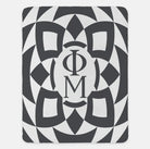 Phi Mu XL 60x80 Sherpa Throw Blanket Pink Tribal Charcoal