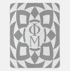 Phi Mu XL 60x80 Sherpa Throw Blanket Pink Tribal Light Gray