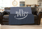 Pi Beta Phi Sherpa Blanket XL 60x80 Gray Color Block | Custom Pi Phi Gifts | Festive Fit Home