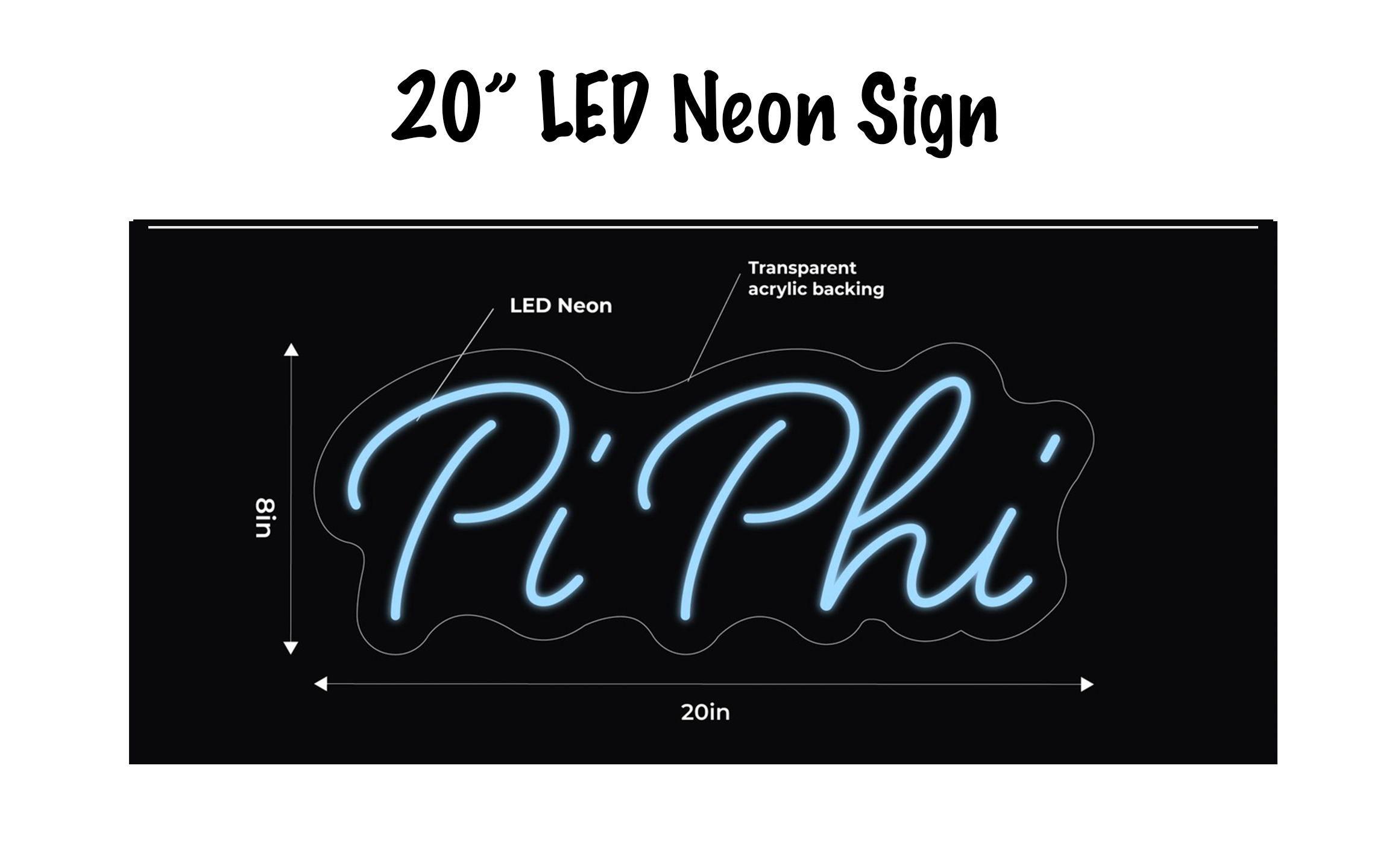 Pi Phi LED Neon Script Sign w/ Dimmer Neon Signs